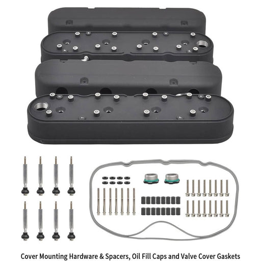 DURAFORCE Valve Covers with Coil Mounts and Covers for Chevy LS LS1 LS2 LS3 LS6 LS7 Alumin