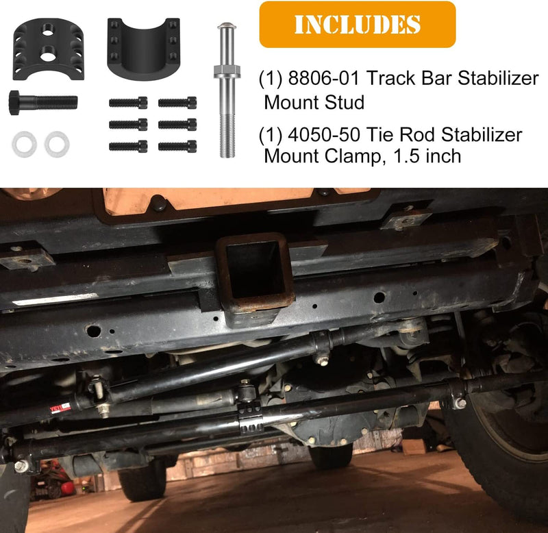 Steering Stabilizer Tie Rod Clamp Relocation Kit for Jeep JK JL 1-1/2in OD Tube