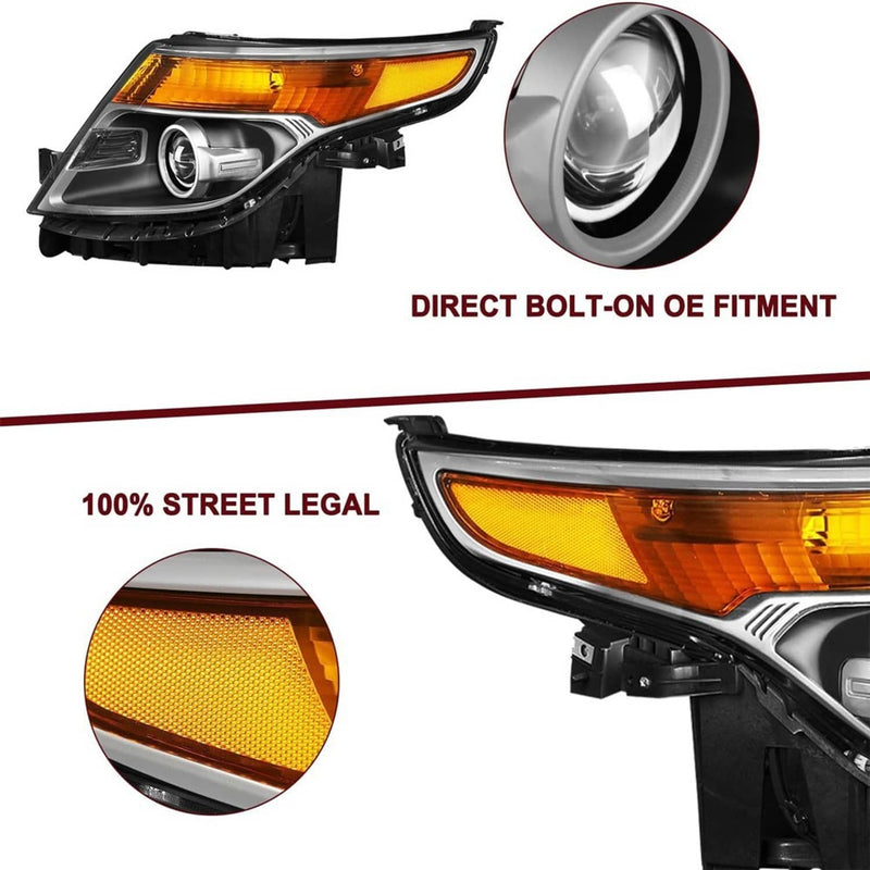 Passenger Side For 2011-2015 Ford Explorer Halogen Headlamp Assembly