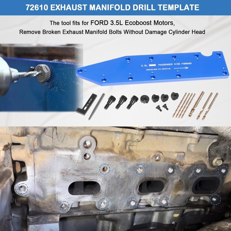 72610 Manifold Drill Template for Ford 3.5L EcoBoost Broken Exhaust Bolts