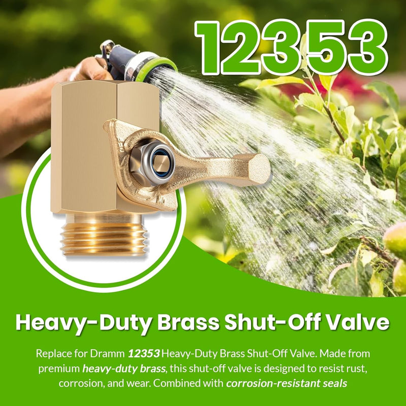 12353 Brass Shut-Off Valve 3/4 Hose Thread Full Flow 1/2 Opening