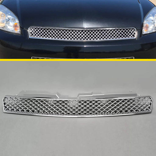 DURAFORCE Chrome Mesh Front Hood Upper Bumper Grille for Chevy Impala Limited 2006-16