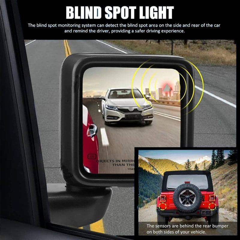 Rear Mirror with Blind Spot Left and Right Side for 2018-2025 Jeep Wrangler Glad