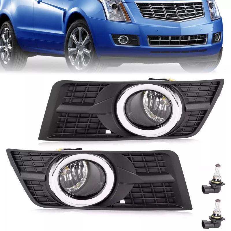 Fog Lights With Bezel Bumper Lamp Cover for Cadillac SRX 2010-2016 Pair