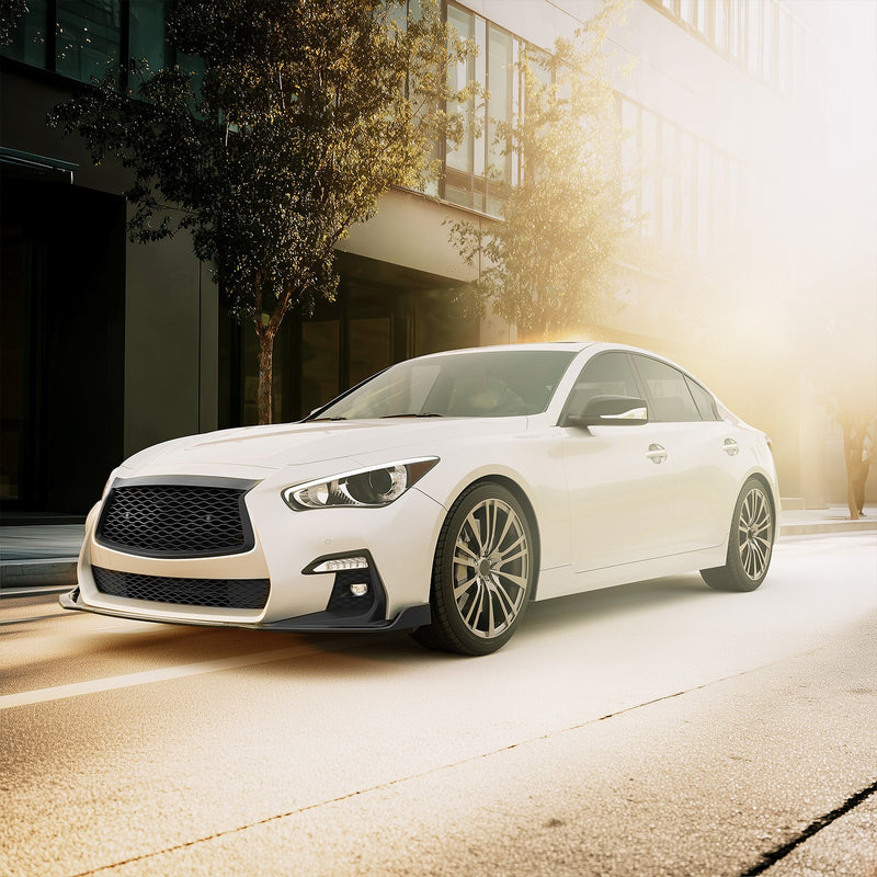 Gloss Black PP Front Bumper Lip Chin Splitter for Infiniti Q50 Sport 18-24 3PC