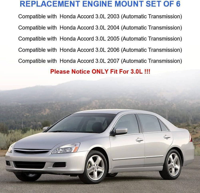 A4527HY A4526H 6Pcs Engine & Trans Mounts Kit for 03-07 Honda Accord 3.0L