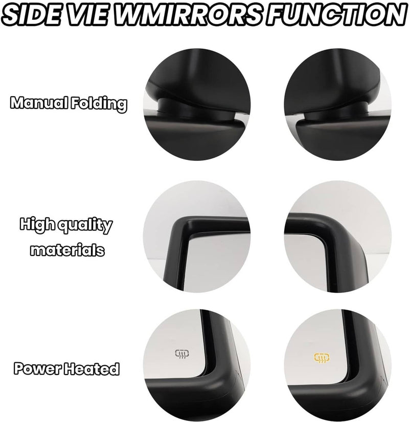 Pair Left Right Power Heated Mirror for Jeep Gladiator Wrangler JL