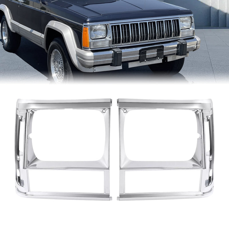 Headlight Bezel Trim for Jeep Cherokee 91-96 Comanche 91-92 Chrome 2PCS