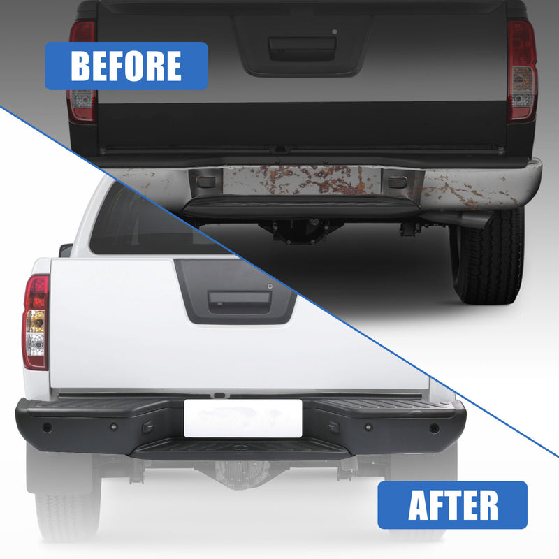 Rear Steel Step Bumper Assembly with Sensor Holes for Nissan Frontier 2013-2021