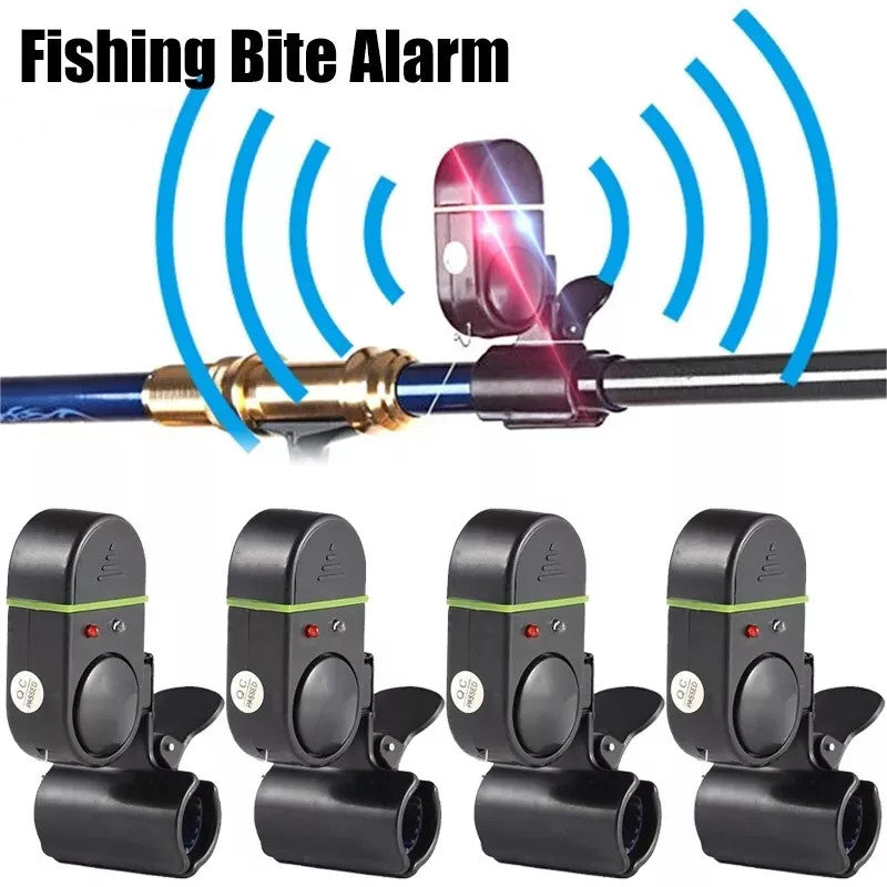 4PCS Fishing Bite Alarm Electronic LED Clip On Fish Rod Sound Alarm