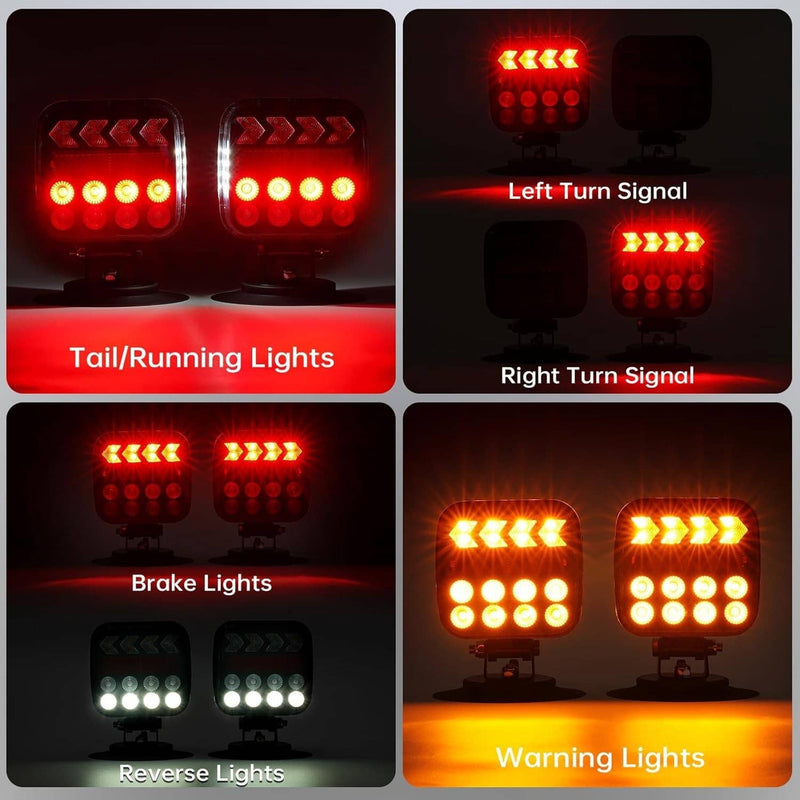 Wireless Magnetic Trailer Light Kit Rechargeable LED Tail Light for Trailer