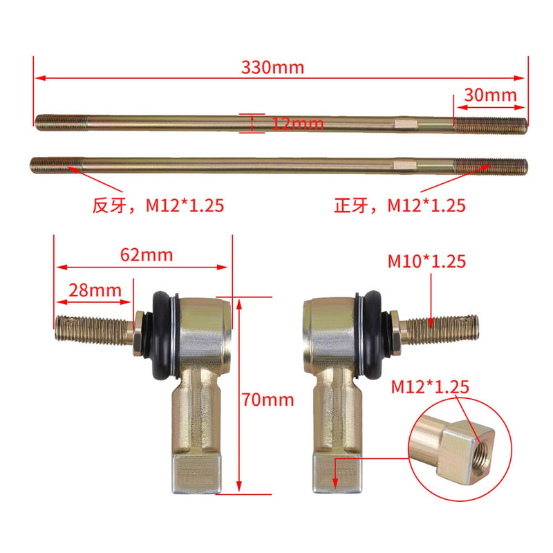 Tie Rod Ends Set 53521-HP1-60 for Honda TRX450R TRX450ER LH RH 2 Pieces