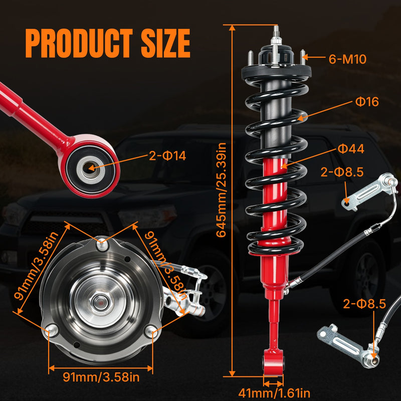 2Pcs Front Shock Strut Spring Assembly for Toyota 4Runner Limited 4WD