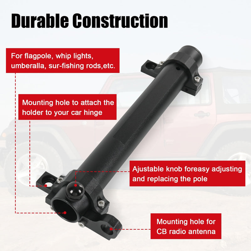 Multi-Function Antenna Mount, Tailgate Flagpole Holder for Jeep Wrangler JK JL
