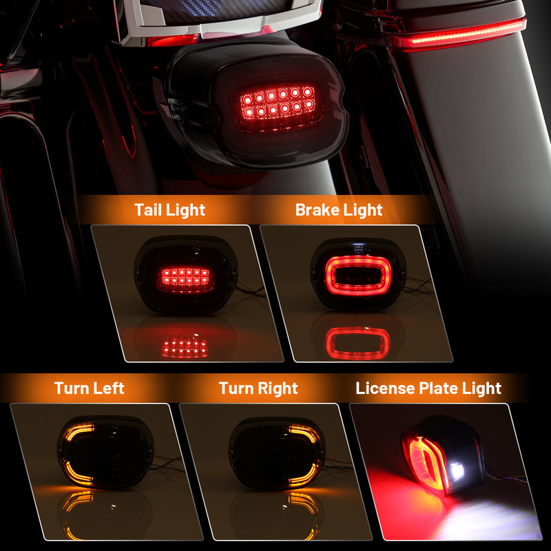 LED Brake Running Tail Light Rear Turn Signals Smoked for Harley Softail Dyna
