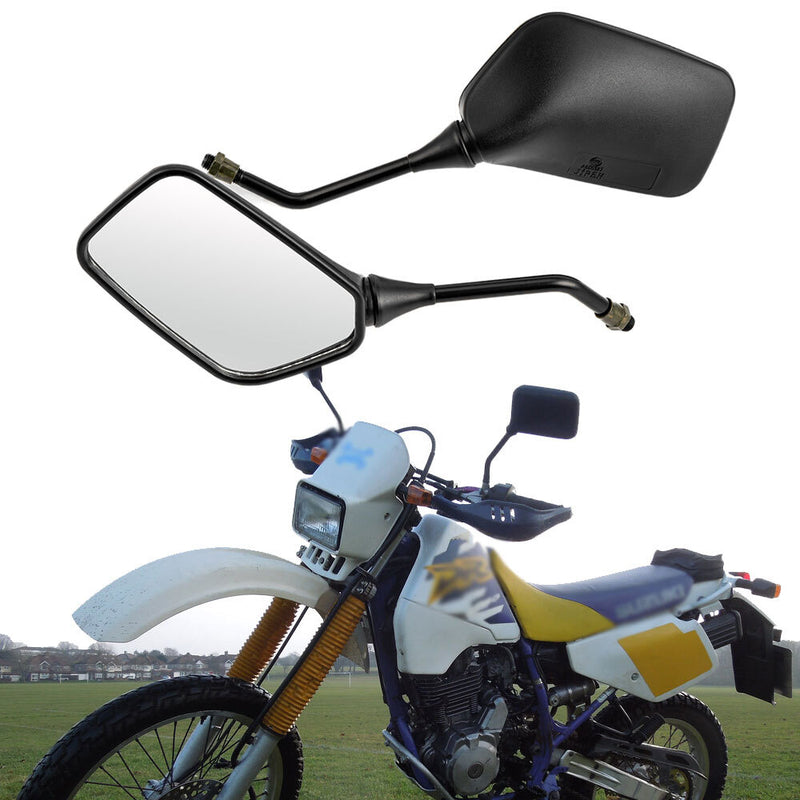 Pair Motorcycle Rearview Black Mirrors for Suzuki DR200 DR350 DRZ400 DR650