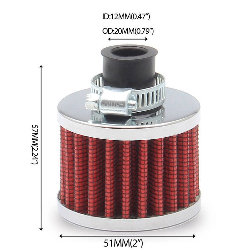 12mm Cold Air Intake Filter Turbo Vent Car Breather Valve Cover Case