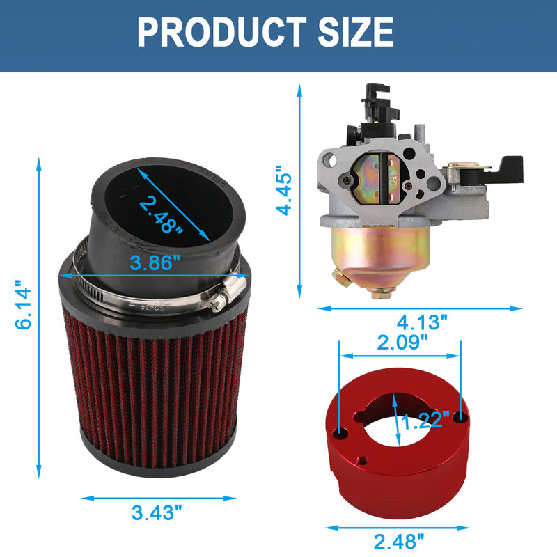 Air Filter Adapter Jet Kit Set for Predator 420CC 301CC 13HP 15HP Golf Cart