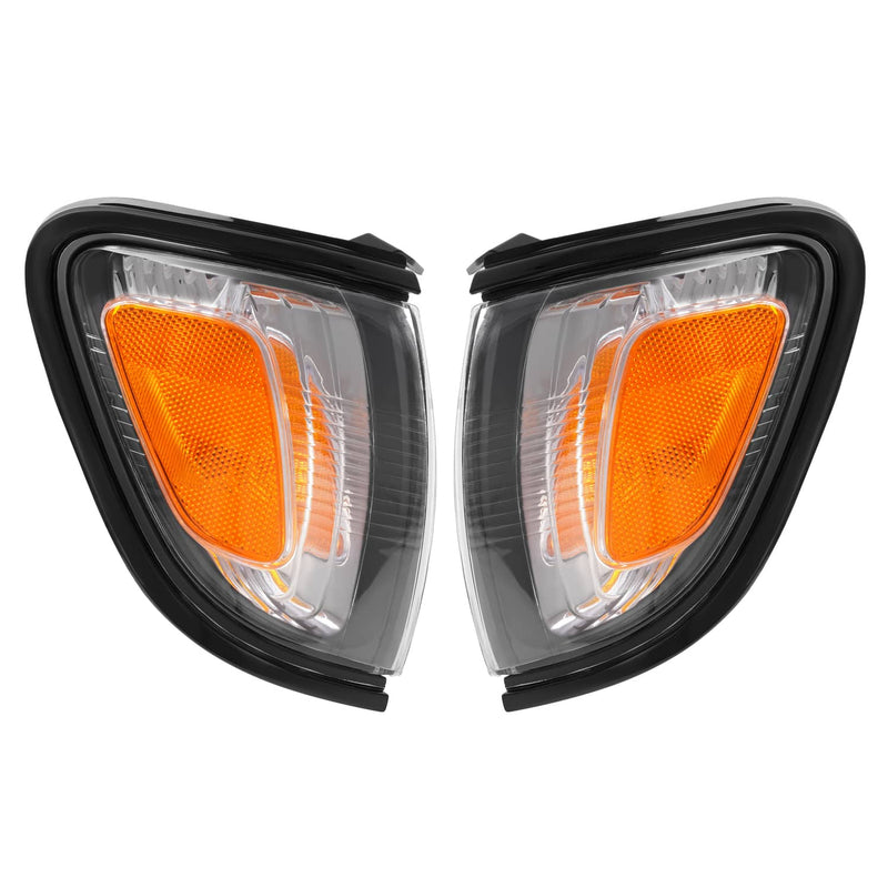 DURAFORCE White Headlights & Black Corner Light for Toyota Tacoma 2001 2002 2003 2004 4Pcs