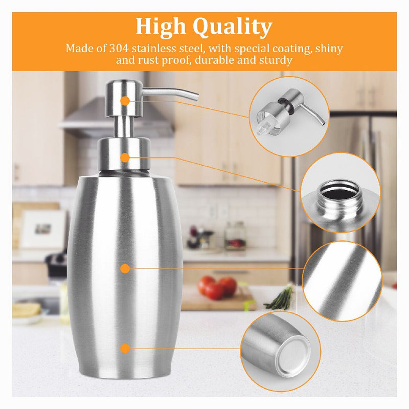 Stainless Steel Pump Lotion Soap Dispenser 13 Oz for Bathroom Kitchen