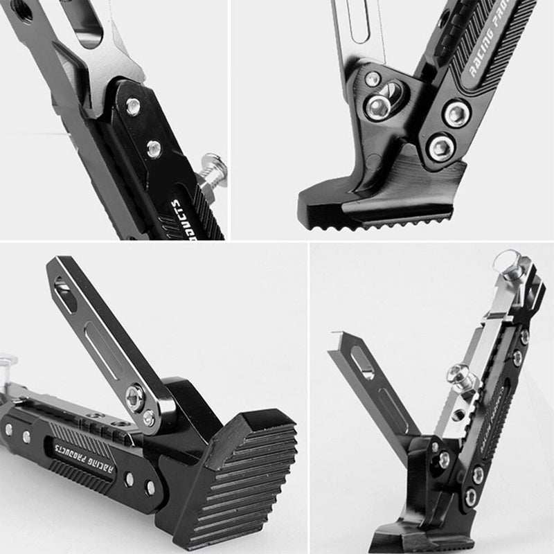 Black CNC Aluminum Motorcycle Adjustable Kickstand Foot Side Stand Support