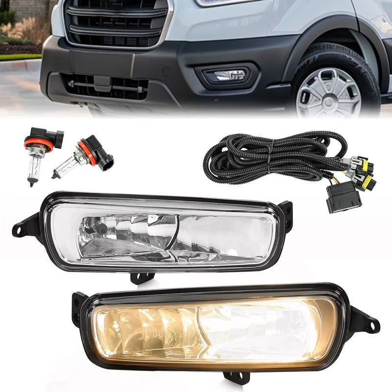 DURAFORCE Fog Lights W/Bulb Clear Lens for Ford Transit 2020-2026 Focus 2015-18 LH&RH Pair