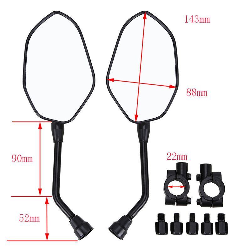 ATV Rear View Side Mirror Set 7/8" Handlebar Mount for Honda Yamaha Universal