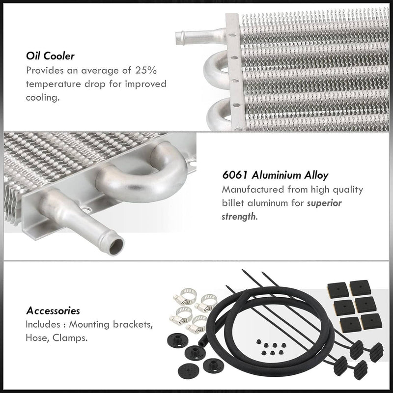 Universal 6 Row Aluminum Remote Transmission Oil Cooler Radiator Converter Kit
