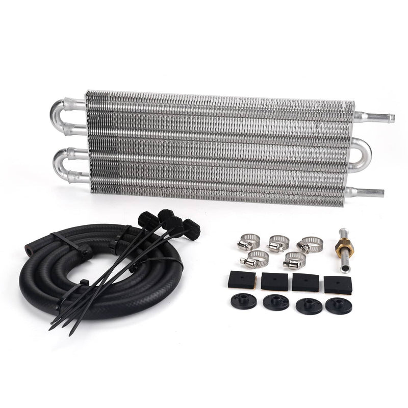 Aluminum Transmission Oil Cooler 4 Row for Auto Manual Radiator + Hose Mount Kit