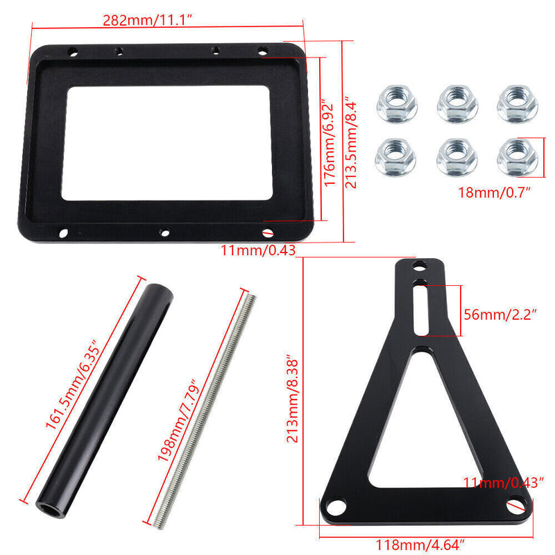 Aluminum Billet Battery Tray Hold Down Trunk Relocation Racing Mount Black