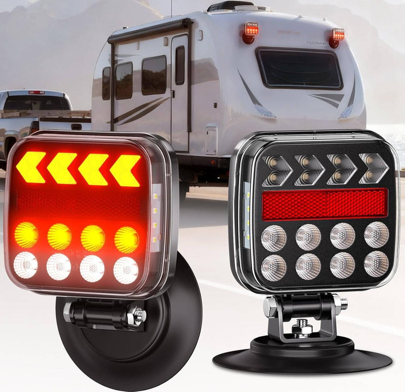 Wireless Magnetic Trailer Light Kit Rechargeable LED Tail Light for Trailer