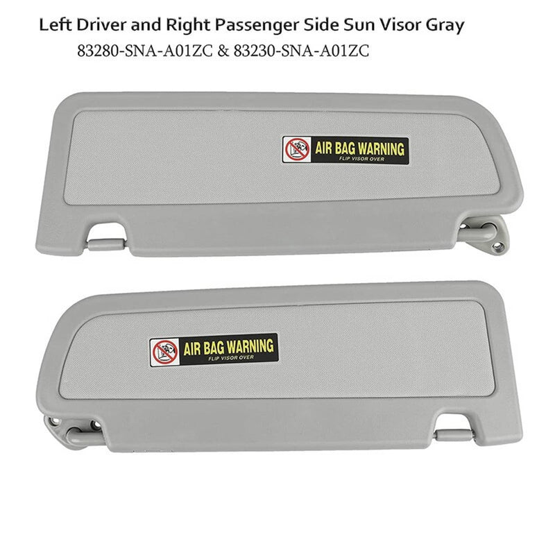 Driver & Passenger Side Light Gray Sun Visor for Honda Civic 2006-2011 Pair
