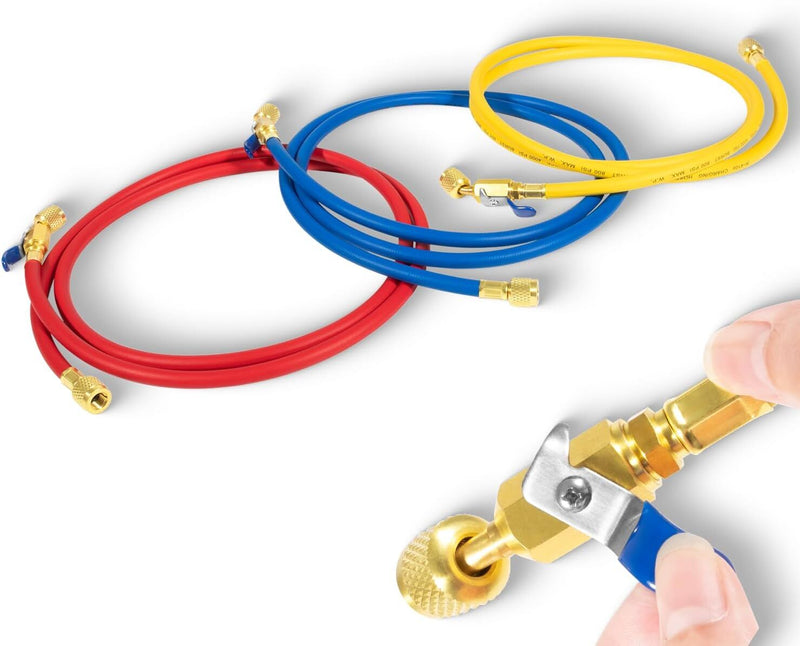 29986 Plus II 72 Hose 1/4 Compact Ball Valve End Refrigerant Charging Hose