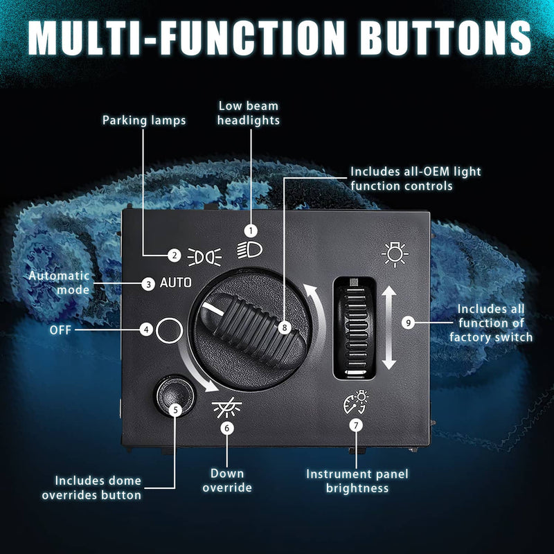 LED Headlight Switch for Chevrolet Silverado Suburban Tahoe Sierra Black