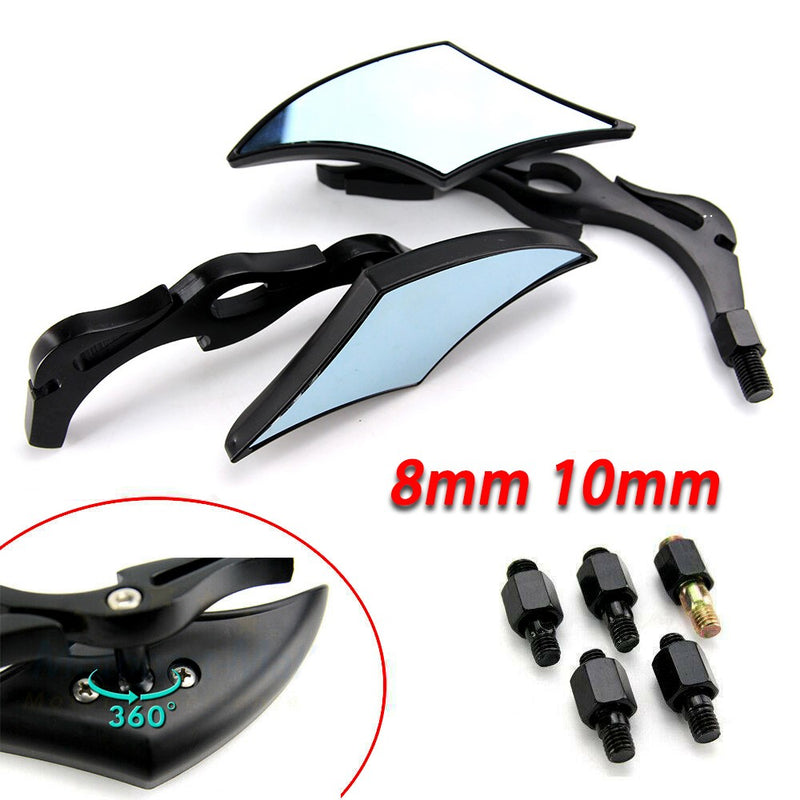 8mm 10mm Black Motorcycle Rearview Side Mirrors for Harley Chopper Bobber