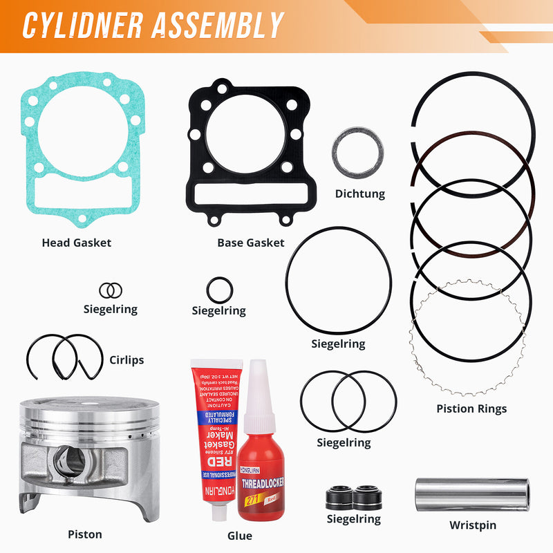 Cylinder Barrel Piston Gasket Kit for Kawasaki Prairie KVF300A KVF300B