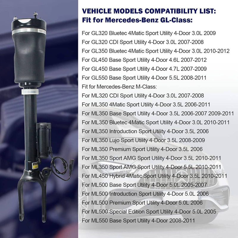 2x Front Air Suspension Struts W/ADS for Mercedes X164 W164 ML500 GL450 GL550