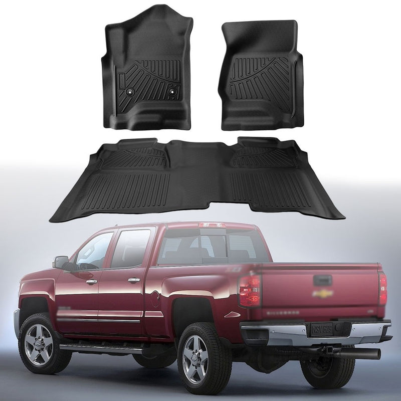 Floor Mats Liners for Chevy Silverado GMC Sierra Crew Cab 2014-2018 Front Rear