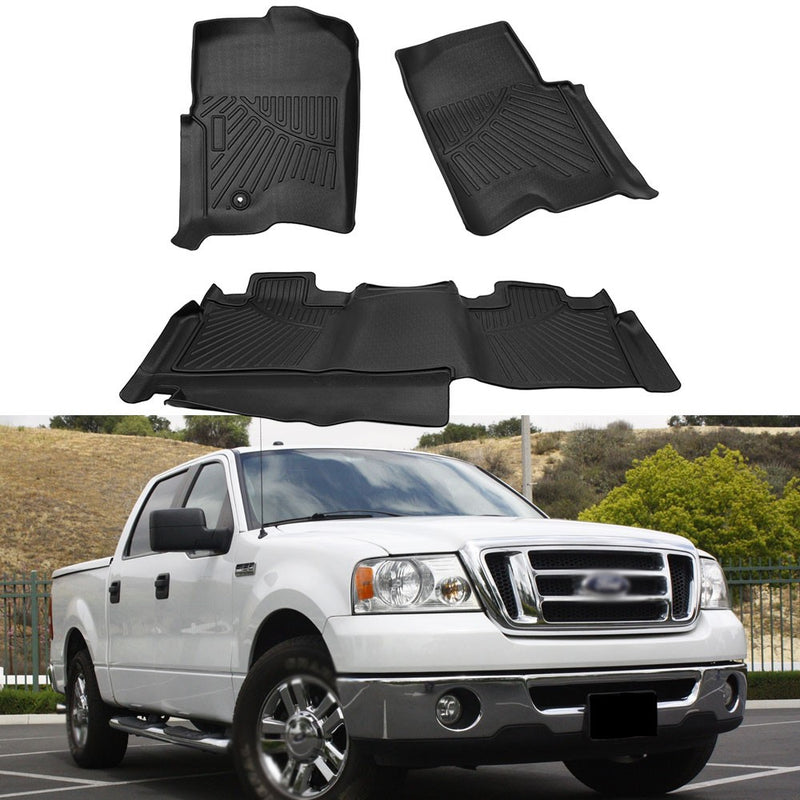 For Ford F-150 F150 Super Crew Cab 2004-2008 TPE Floor Mats Liners Black Set