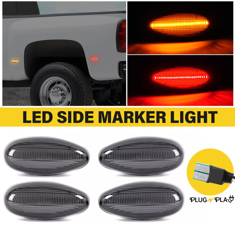 LED Side Marker Lights for Chevy Silverado 2500HD 3500HD Dually Bed 2001-2007