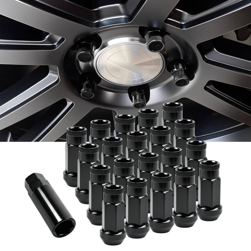 20Pcs M12x1.5mm Extended Open Ended Lug Nuts for Toyota Honda Black