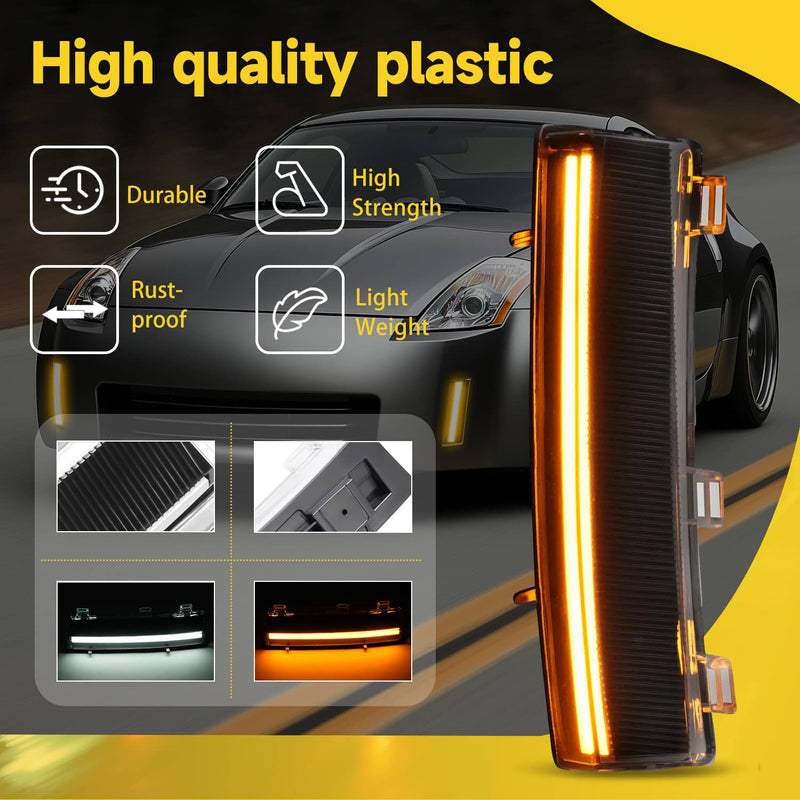 DURAFORCE LED Turn Signal Side Marker Lamps DRL for Nissan 350Z 2006-2009 2PCS