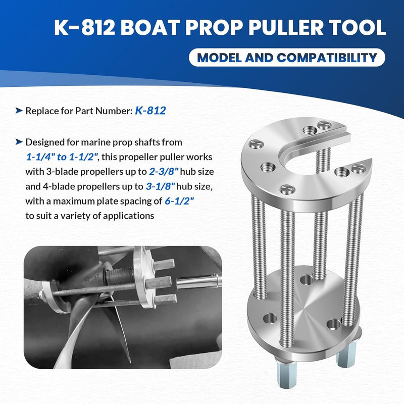 K-812 Marine Boat Prop Puller for 3 & 4 Blade Propellers 1-1/4" to 1-1/2" Shaft