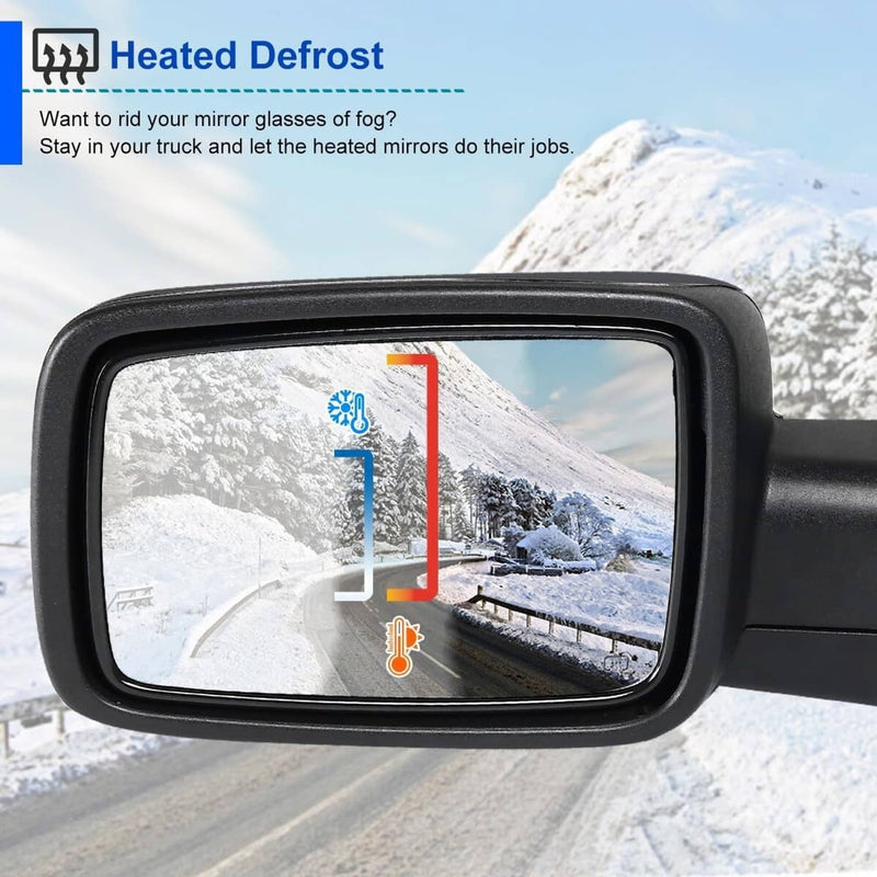 Left Driver Mirror Heated Temp Sensor Power Fold for 2013-2019 Dodge Ram 1500