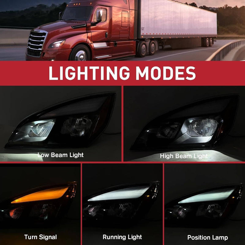 Full LED Headlights Headlamps Left Right for Freightliner Cascadia 2018-2022