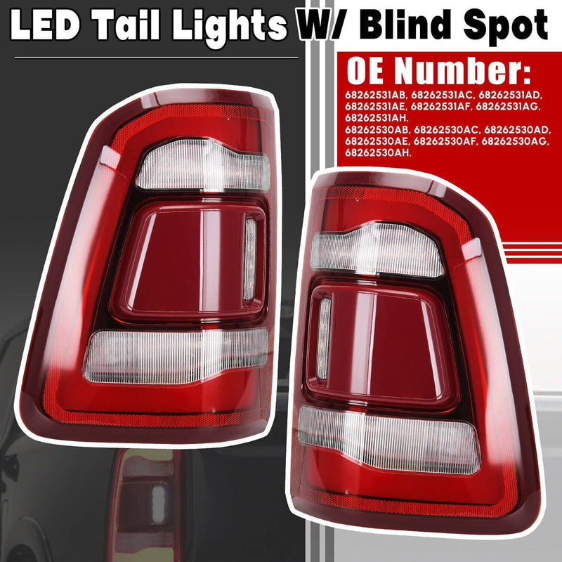 68262530AH Tail Light w/ Blind Spot LED for Dodge Ram 1500 LH+RH 2019-2022