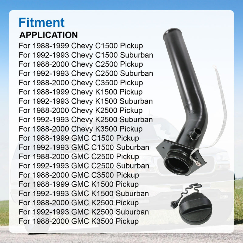 Fuel Gas Tank Filler Neck Tube Pipe with Cap for Chevrolet GMC OHV 1988-00
