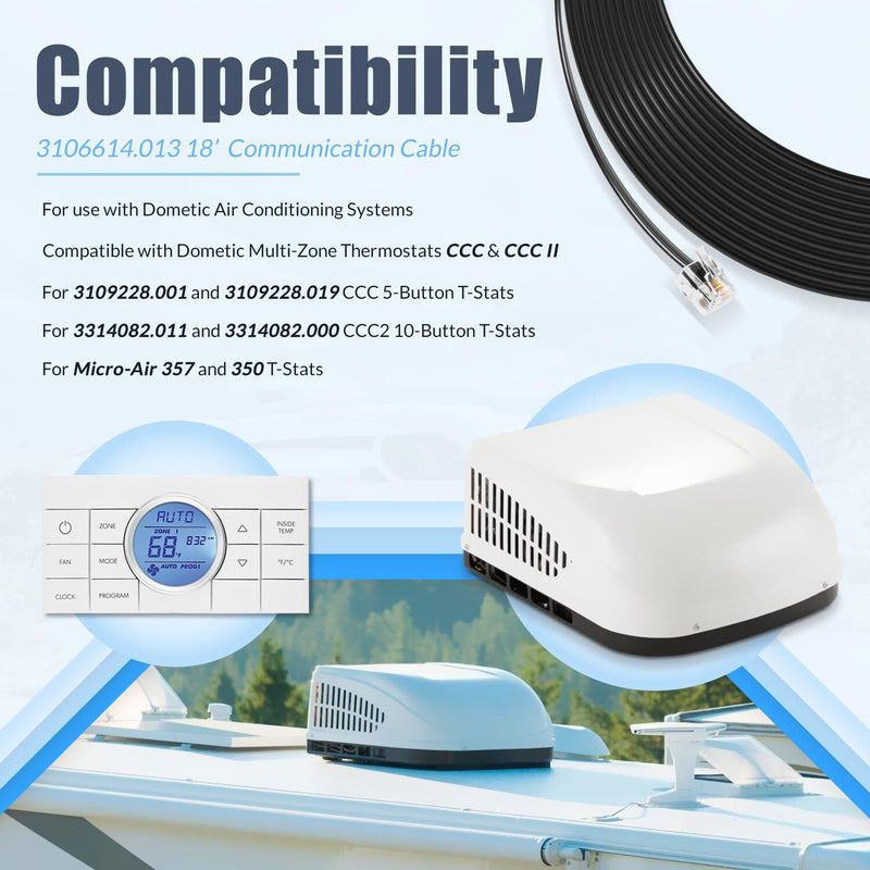 3106614.013 18' RV Communication Cable for Dometic Air Conditioner With Connecto