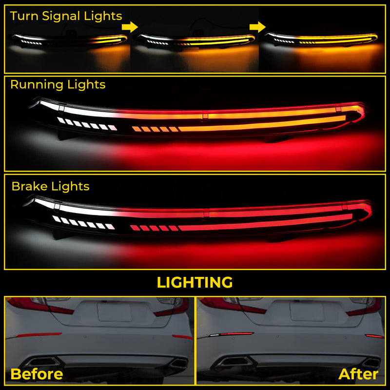 LED Reflector Tail Light Rear Bumper Lamp Smoke for Honda Accord 2018 2019-2022