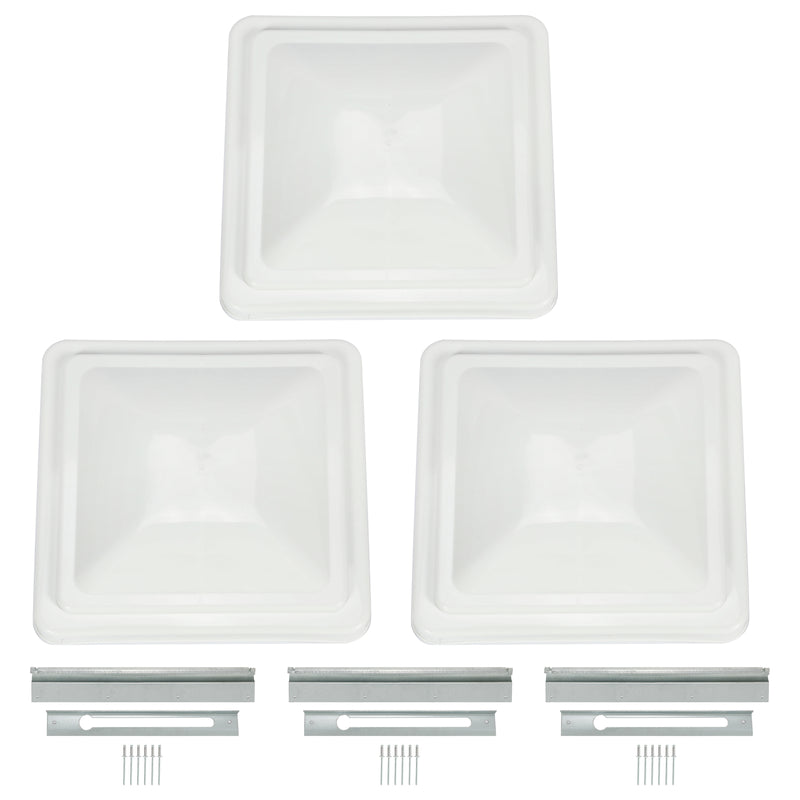 3 pcs White 14" x 14" RV Roof Vent Cover Trailer Fresh Air Construction